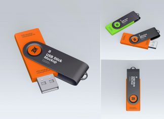 Free USB Memory Stick Mockup PSD Set