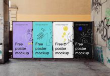 Free-4-Side-By-Side-Outdoor-Wall-Posters-Mockup-PSD