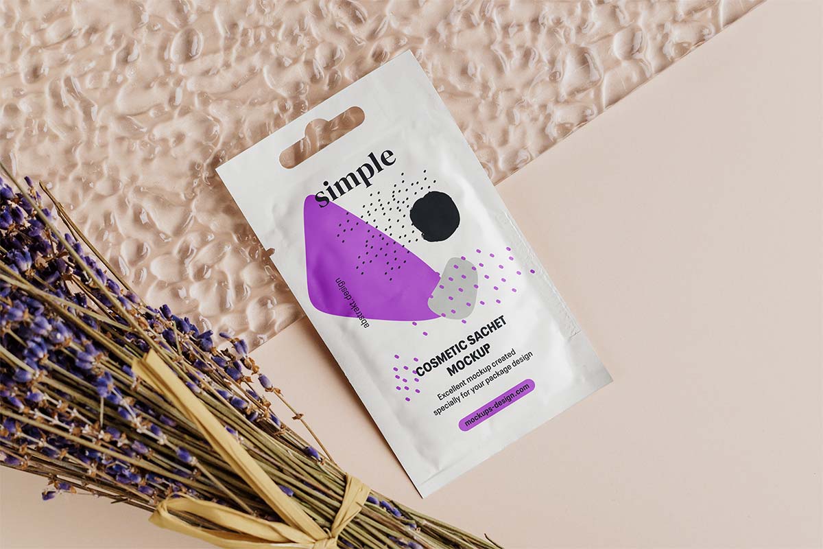 Free Cosmetic Sachet Mockup PSD