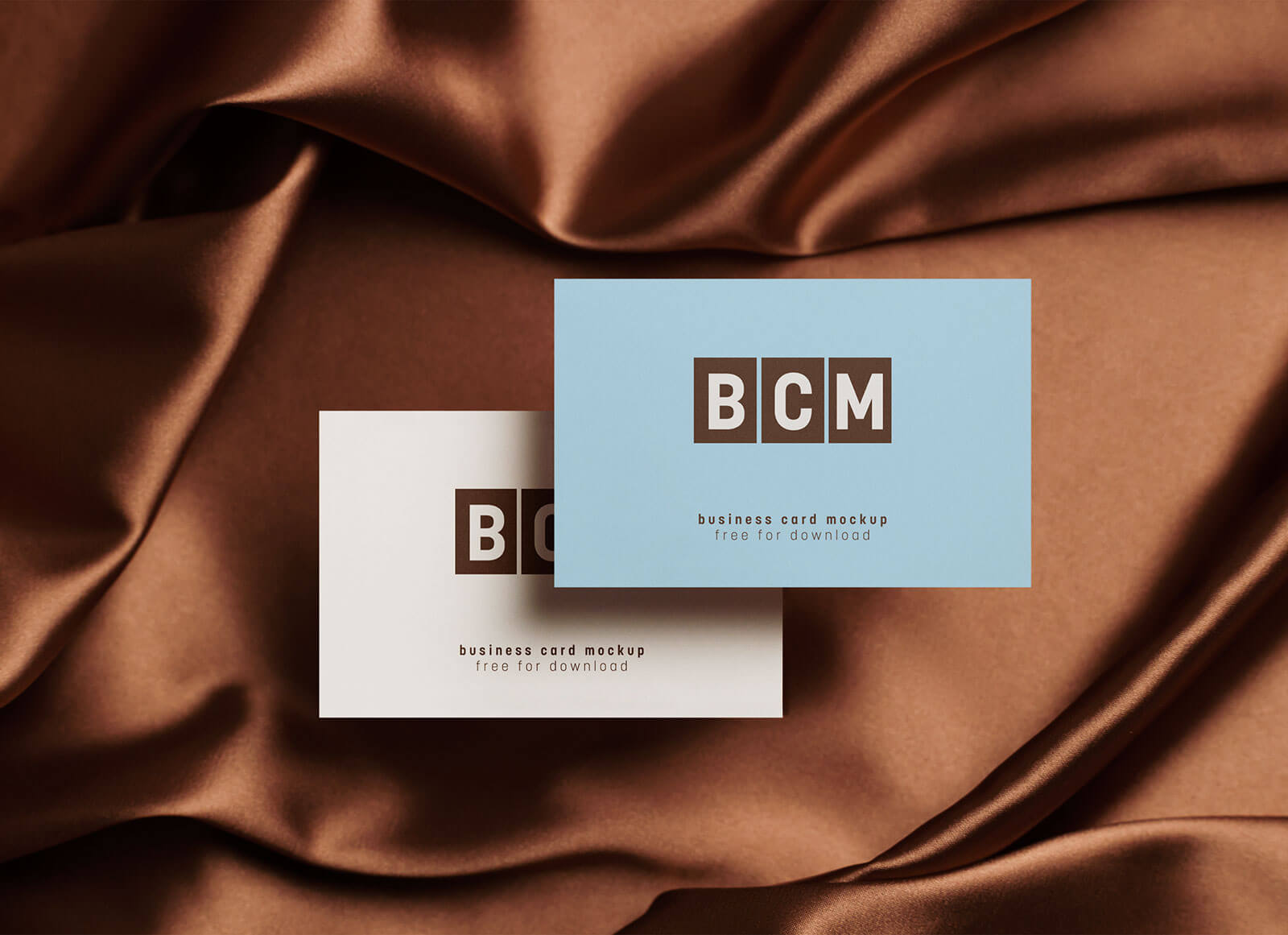 Free Silk Fabric Front / Back Business Card Mockup PSD