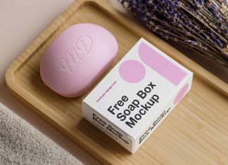 Free Soap Bar & Packaging Box Mockup PSD
