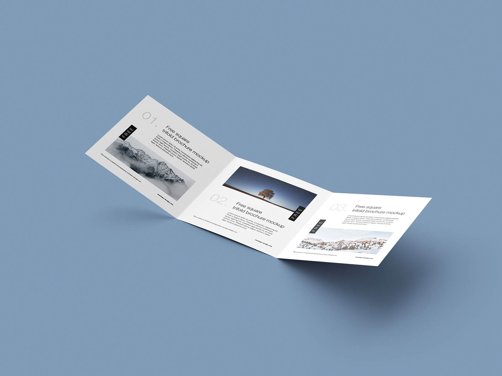 Free Square Tri-Fold Brochure Mockup PSD Files