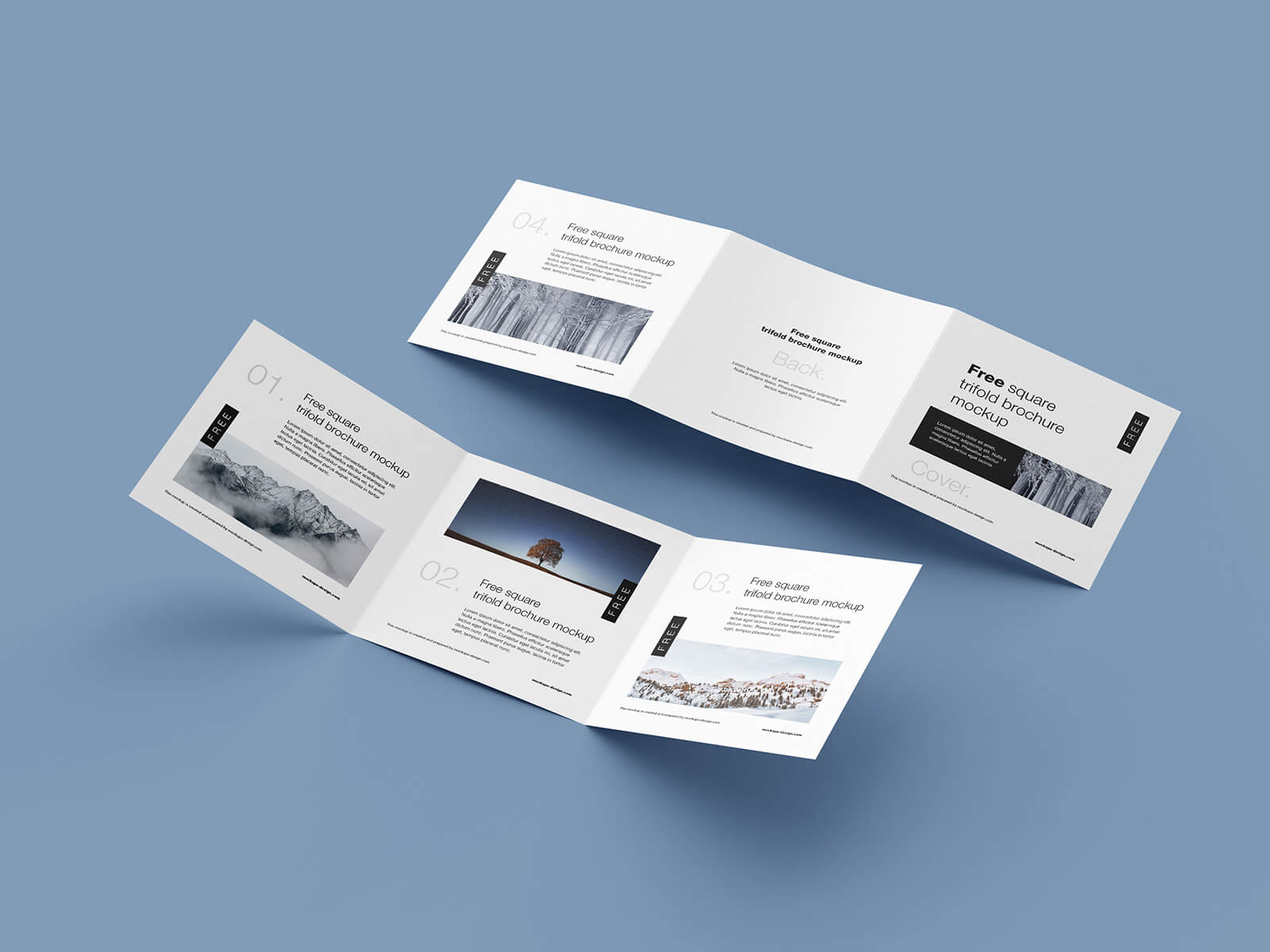 Free Square Tri-Fold Brochure Mockup PSD Files