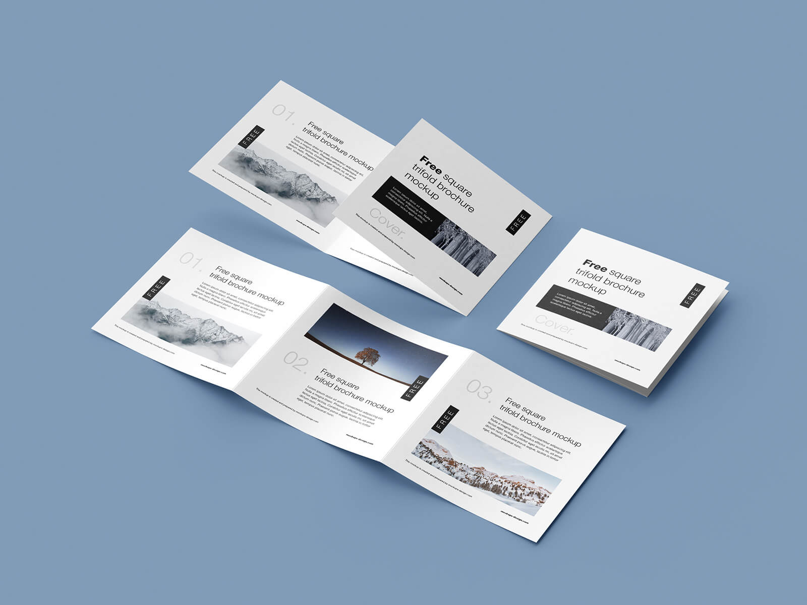 Free Square Tri-Fold Brochure Mockup PSD Files