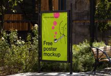Free Black Frame Street Poster Mockup PSD