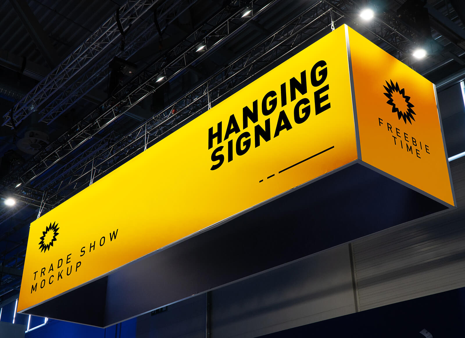 Free Trade Show Hanging Signage Mockup PSD 