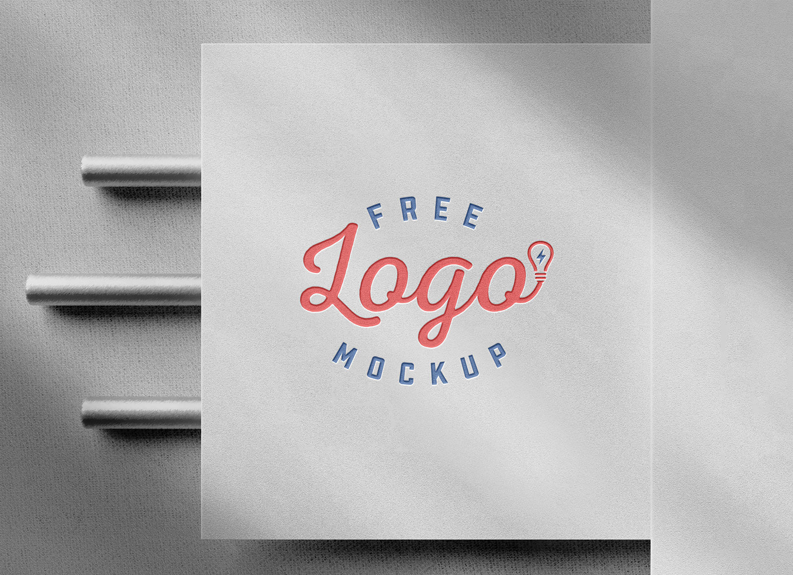 Free Letterpressed White Paper Logo Mockup PSD