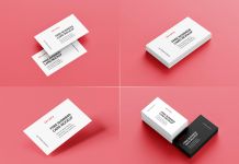 Free Minimalistic 3.5 × 2 Inches Business Card Mockup Set (5)