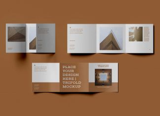 Free Premium Square Tri-Fold Brochure Mockup PSD