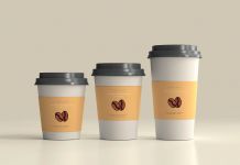 Free (Small, Medium & Large) Coffee Cup Sleeve Mockup PSD