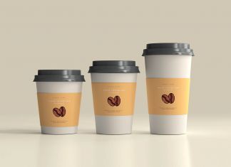 Free (Small, Medium & Large) Coffee Cup Sleeve Mockup PSD