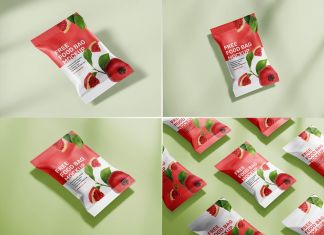 Free Snack Food Packaging Bag Mockup PSD Set