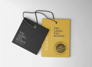Free Twin Clothing Label Tag Mockup PSD