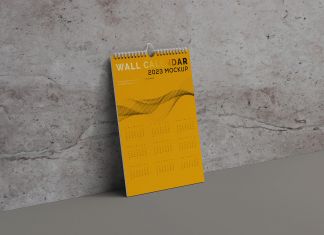 Free Vertical Wall Calendar 2023 Mockup PSD