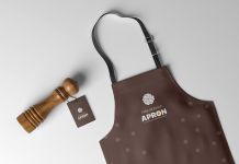 Free Apron With Hanging Tag Mockup PSD
