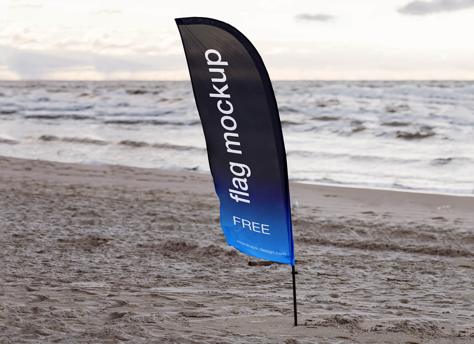 Free Beach Banner Feather Flag Mockup PSD