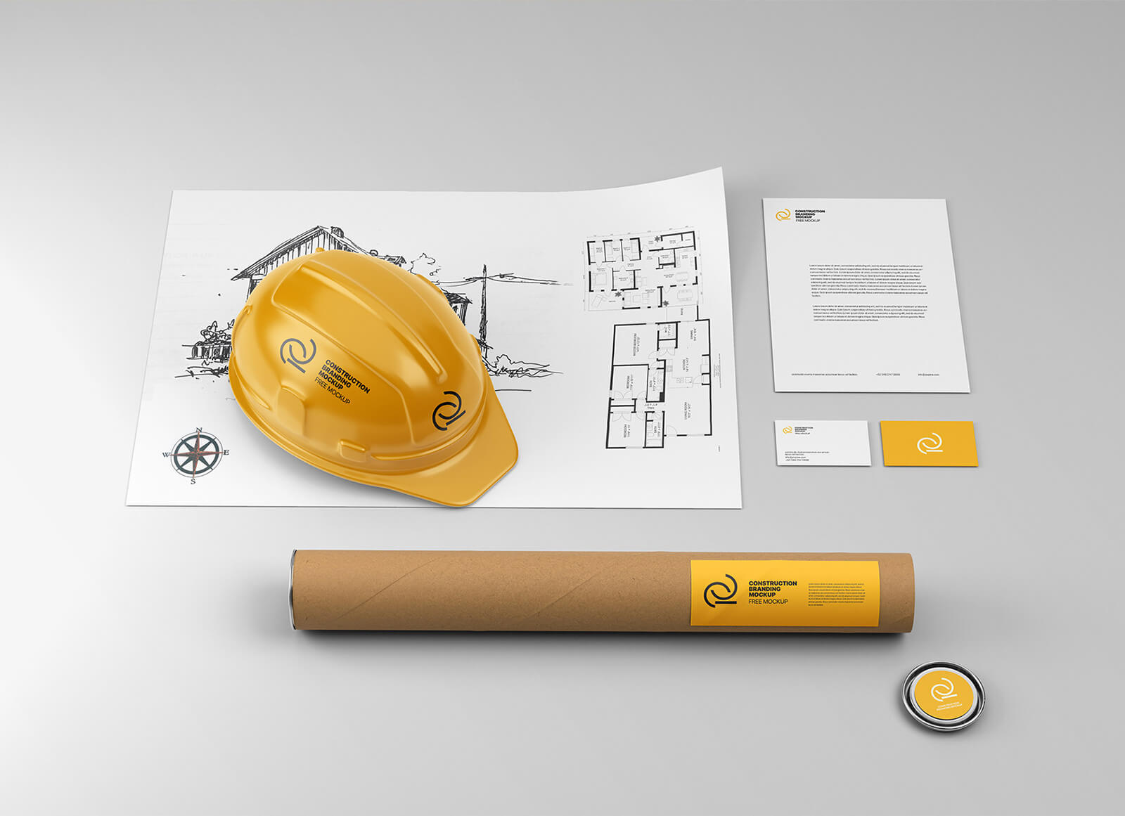 Free Construction Branding Mockup PSD