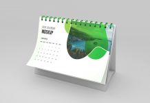 Free Fully Customizable Desk Calendar 2023 Mockup PSD
