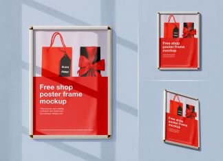 Free Framed Shop Elevator Poster Mockup PSD