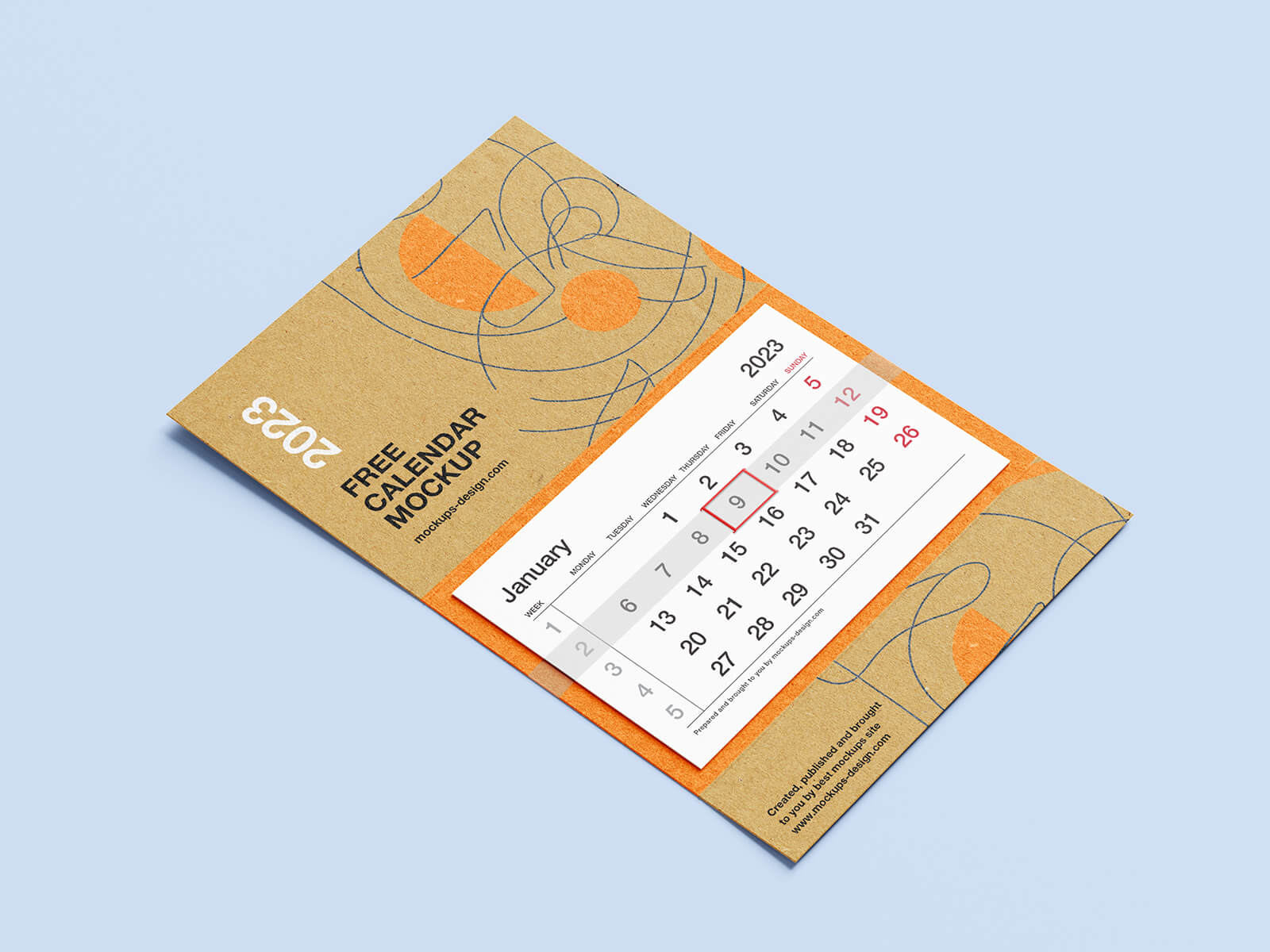 Free Kraft Paper Wall Calendar 2023 Mockup PSD Good Mockups