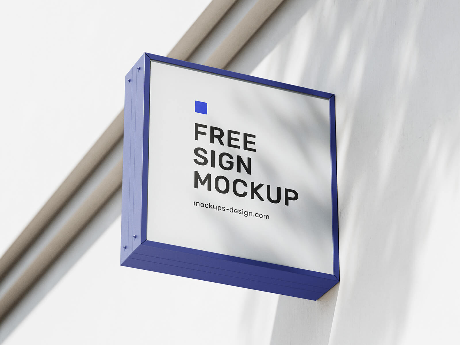 Free Shadow Overlay Square Sign Mockup PSD