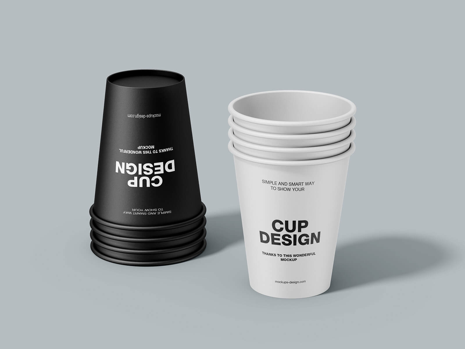 Free Stacked Paper Coffee Cups Mockup PSD Set