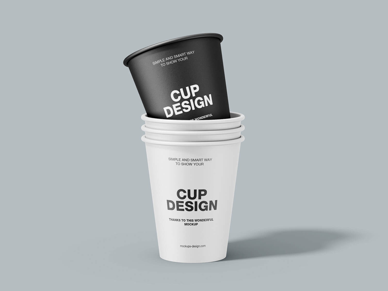 Free Stacked Paper Coffee Cups Mockup PSD Set