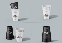 Free Stacked Paper Cups Mockup PSD Set