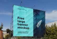 Free Large Banner / Hoarding On A Streel Structure Mockup PSD
