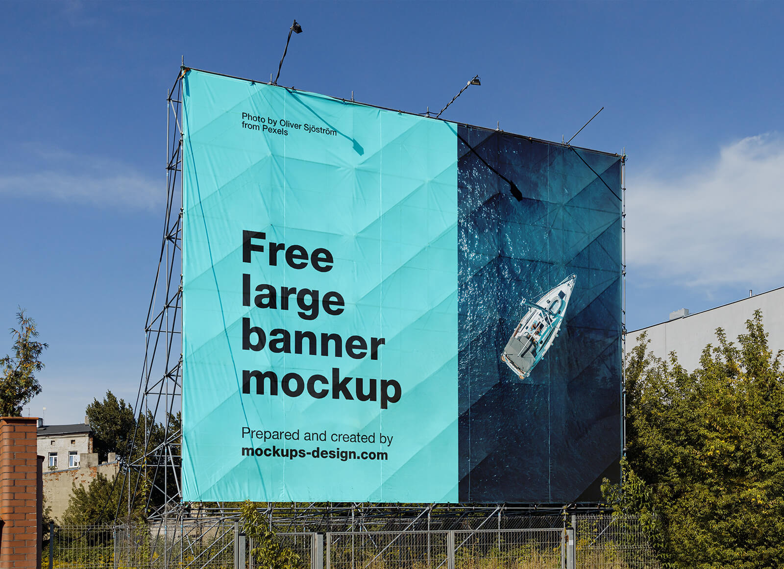 Free Large Banner / Hoarding On A Streel Structure Mockup PSD - Good ...