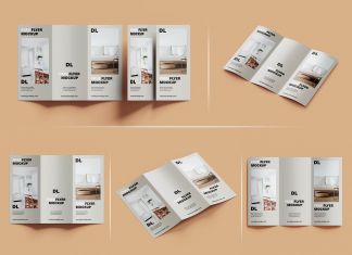 5 Free DL Tri-Fold Brochure Mockup PSD Renders