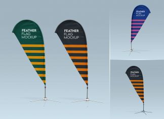 Free Feature Flag Banner Mockup PSD Set