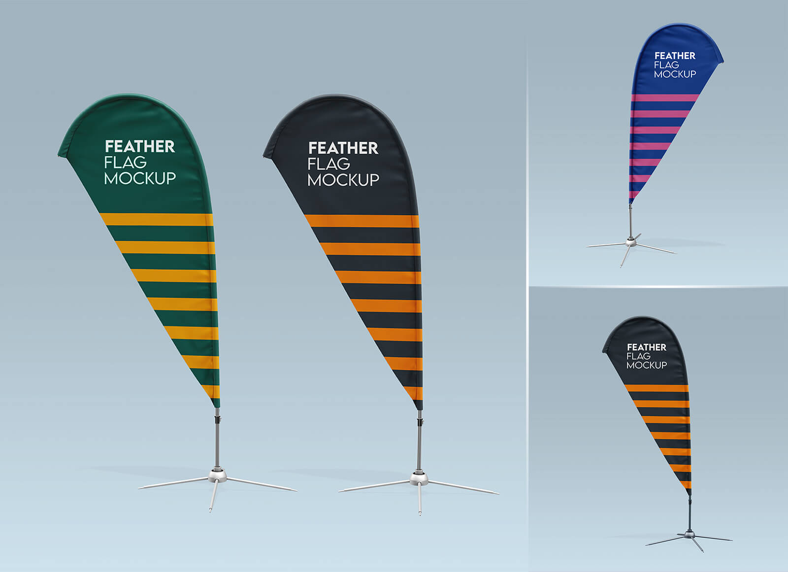 Free Feather Flag Banner Mockup PSD Set - Good Mockups