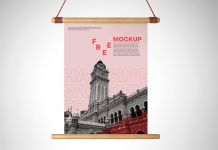 Free-Hanging-Wooden-Frame-Poster-Mockup-PSD