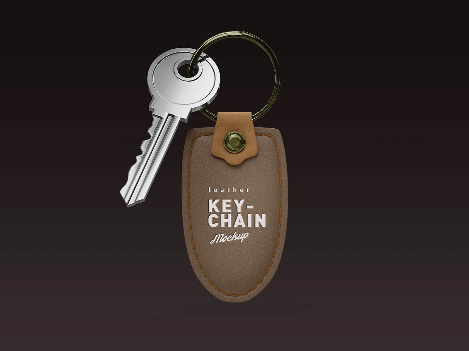 Free Leather Keychain Keyring Mockup PSD