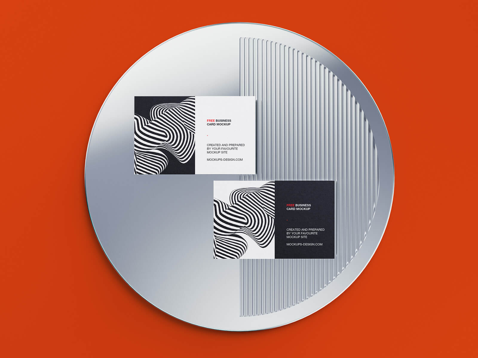Free On Mirror Business Cards Mockup PSD Set (1)