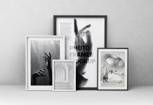 Free Different Sizes Photo Frames Mockup PSD