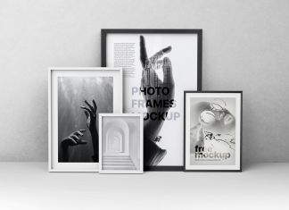 Free Different Sizes Photo Frames Mockup PSD