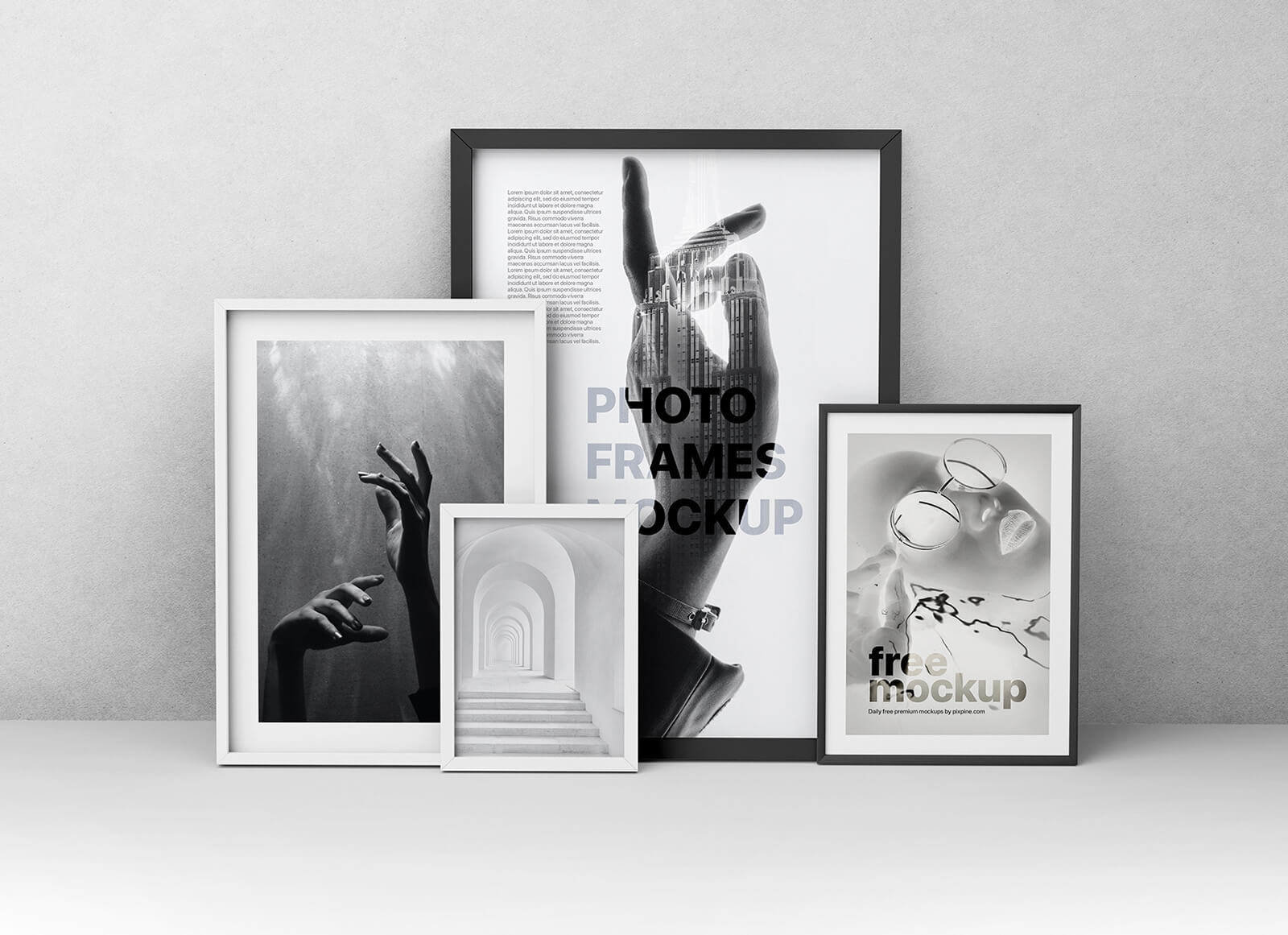 Gallery Wall Mockup, Set of 6 Frames, Frame Mockup, Black