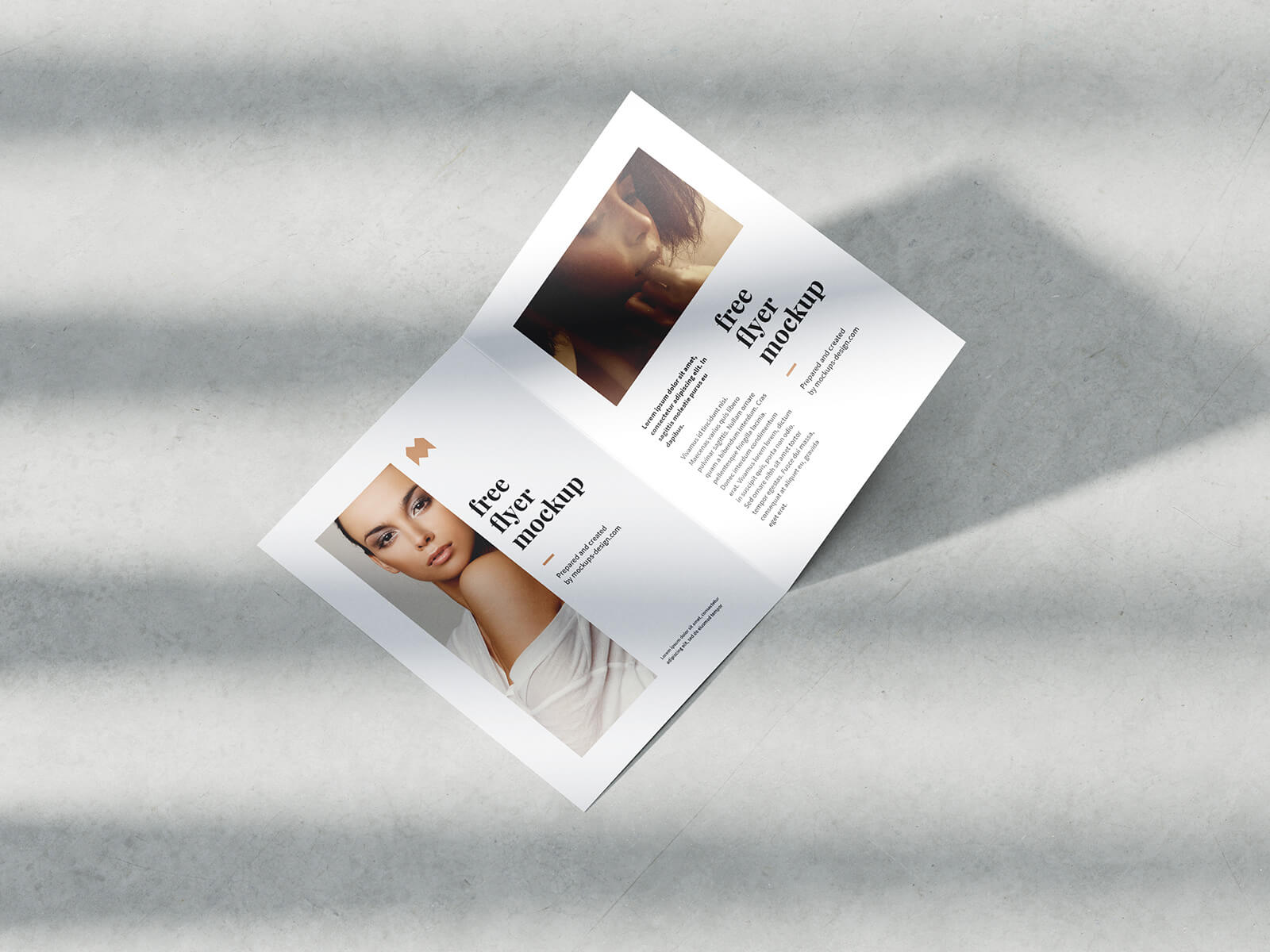 Free Shadow A5 Bi-Fold Brochure Mockup PSD