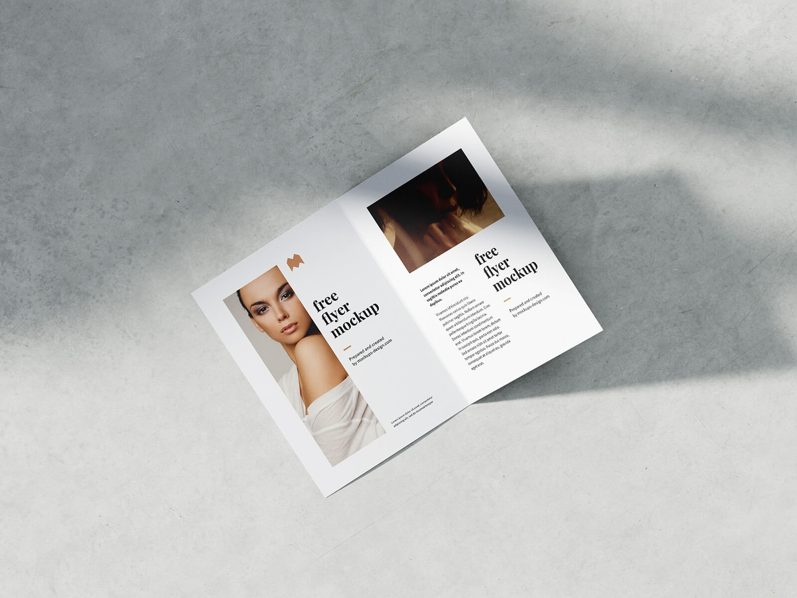 Free Shadow A5 Bi-Fold Brochure Mockup PSD