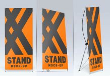 Free Standee X-Stand Banner Mockup PSD