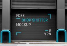 Free Steel Shop Shutter Mockup PSD