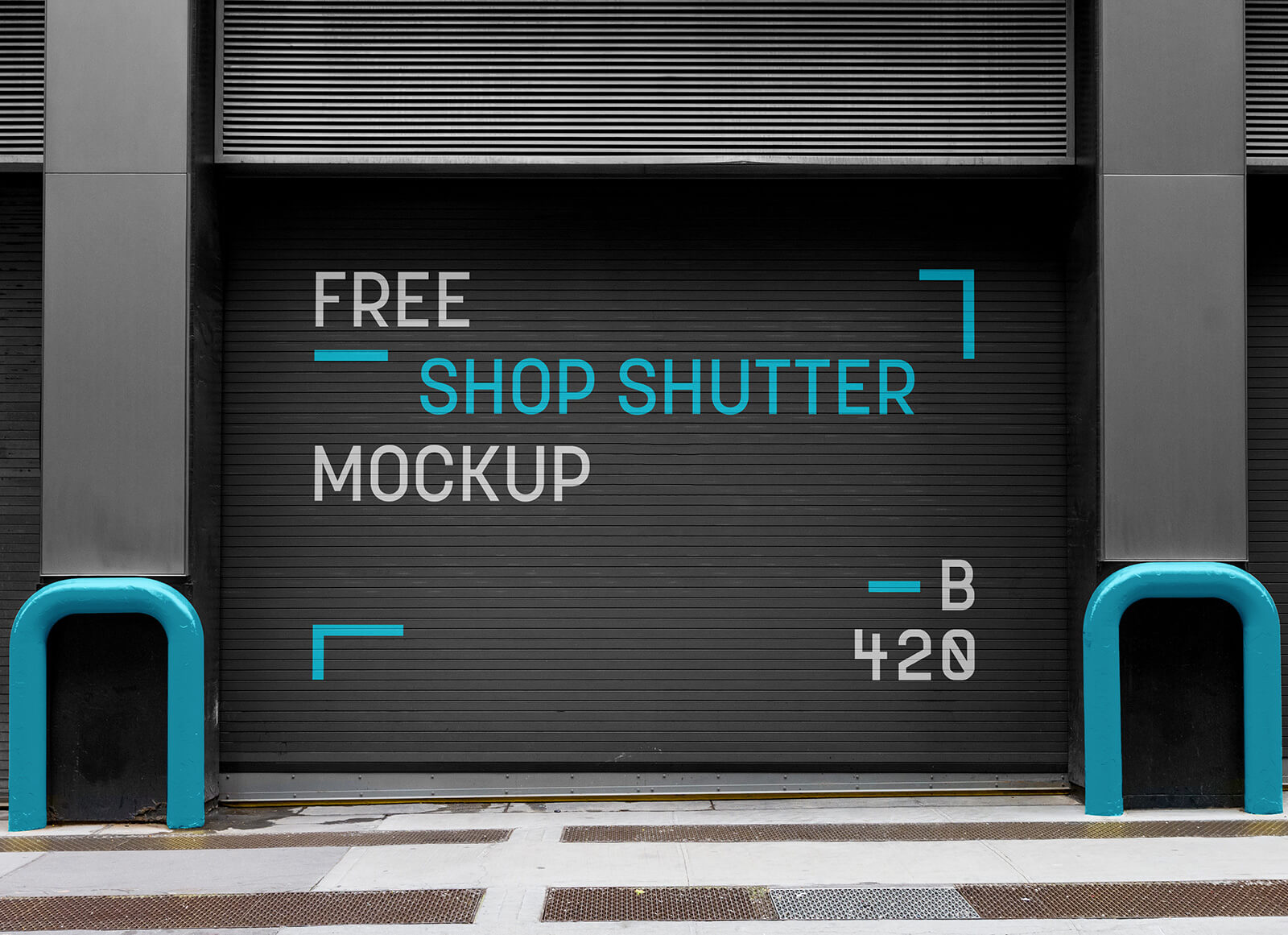 Free Steel Shop Shutter Mockup PSD