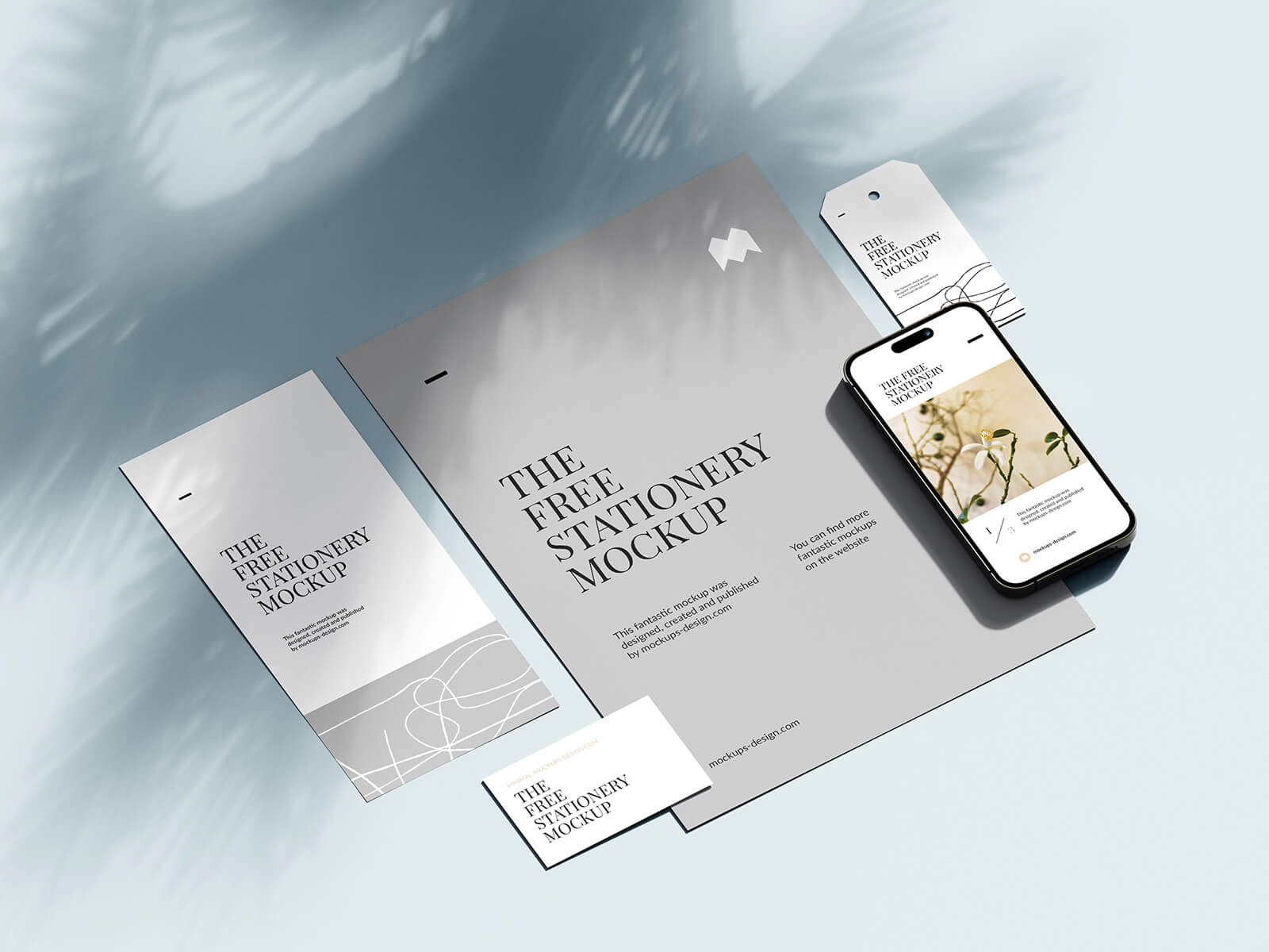 5 Free Clean Shadow Stationery Mockup PSD Files