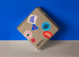 Free Kraft Paper Delivery Mailer Box Mockup PSD
