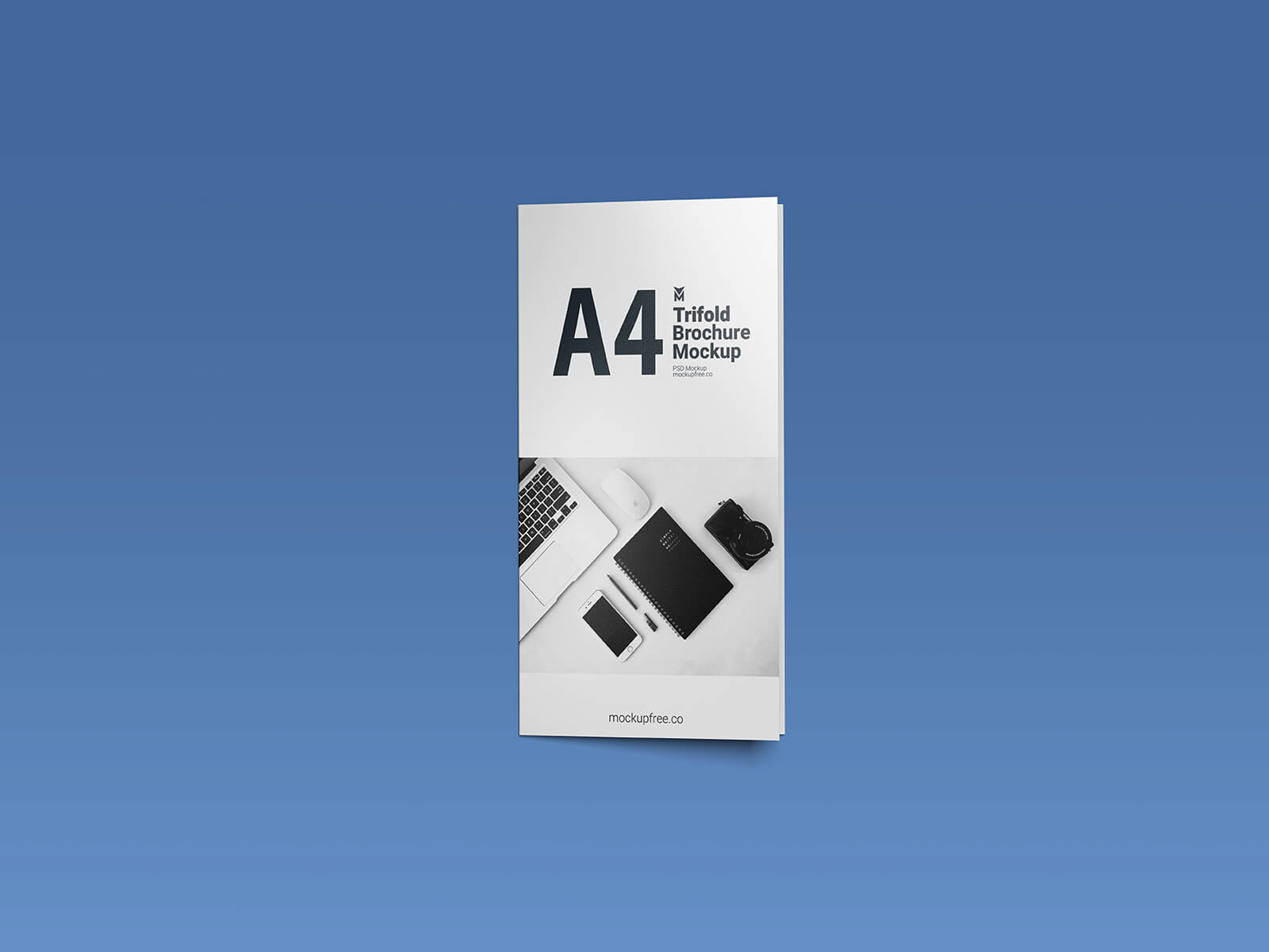 Free A4 Folded Tri-Fold Brochure Mockup PSD