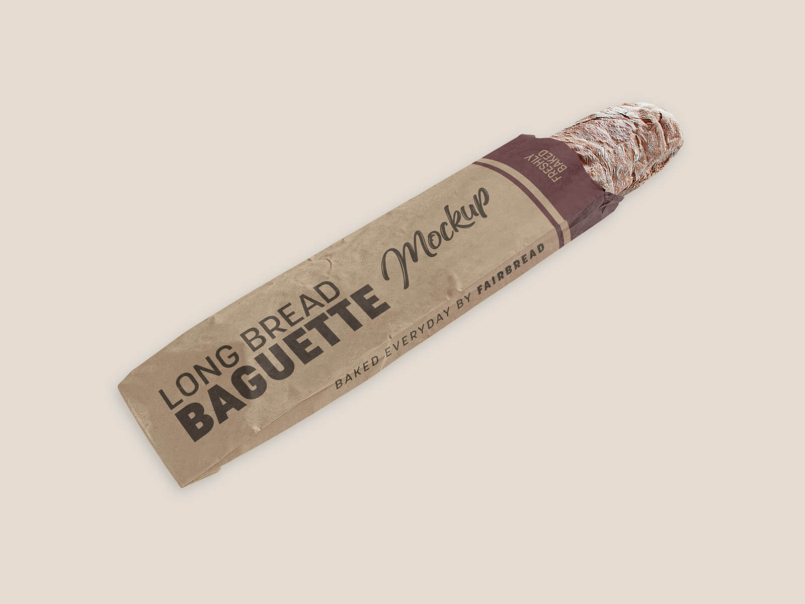 Free Baguette Long Bread Packaging Mockup PSD Set