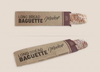 Free Baguette Long Bread Packaging Mockup PSD Set