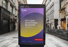 Free City Light Advertising Billboard Mockup PSD